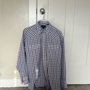 Panhandle Slim Blue and White Pearl Snap L